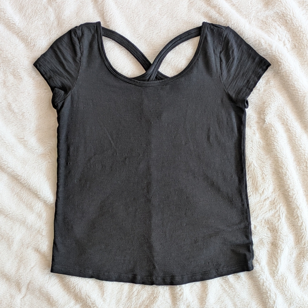 White House Black Market Black Scoop Neck Short Sleeve Tee Size XS